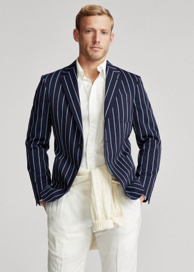 Men's Polo Ralph Lauren Striped Wool Blazers | 072643ZKU